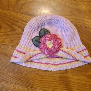 NWT Crocheted Pink Flower Hat